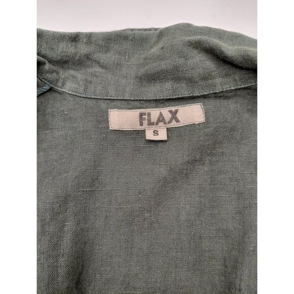 VINTAGE Flax Women's Linen Blazer Jacket S Gray Single-Breasted Button Front - Picture 3 of 7